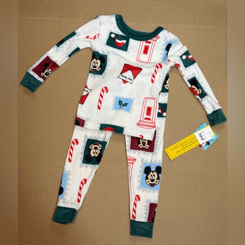 Disney Toddler Mickey Minnie Mouse Letter To Santa Pajamas Set, size 3T